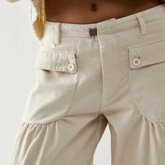 We The Free Free People NWOT Baggy Lotus Jeans Size 28 Almond Milk Color - Picture 2 of 13